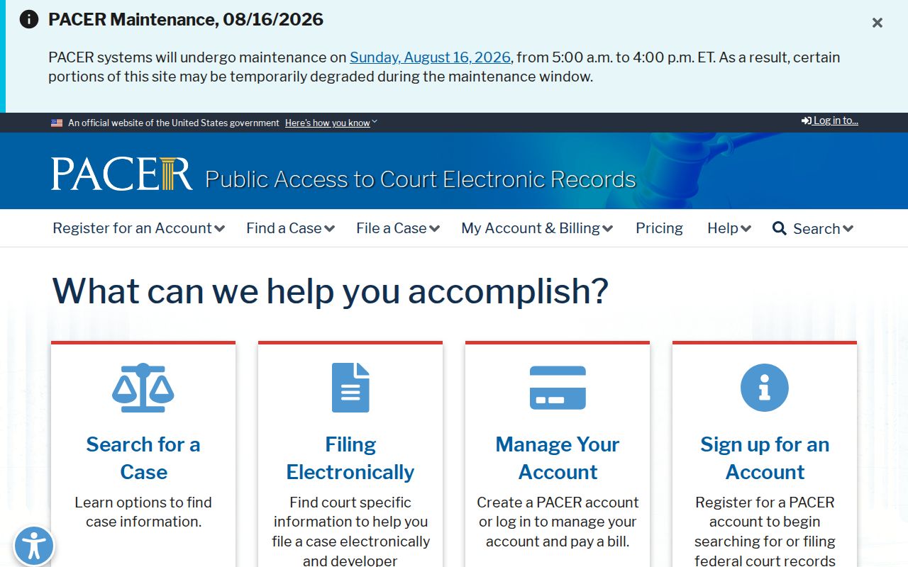 Bellefonte court records PACER federal case gateway