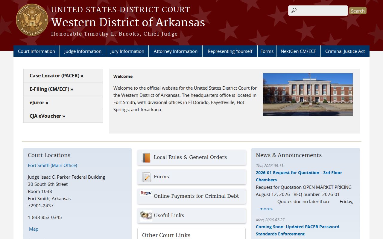 Harrison court records Western District of Arkansas source