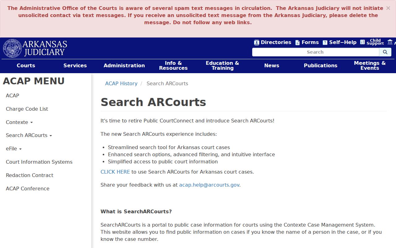 Official Search ARCourts guidance for Boone County dockets